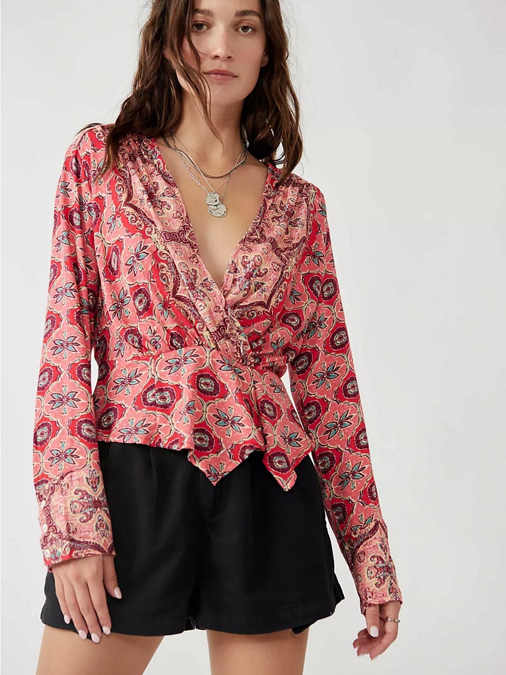 Free People • Falling For You Medallion V Splice Top
